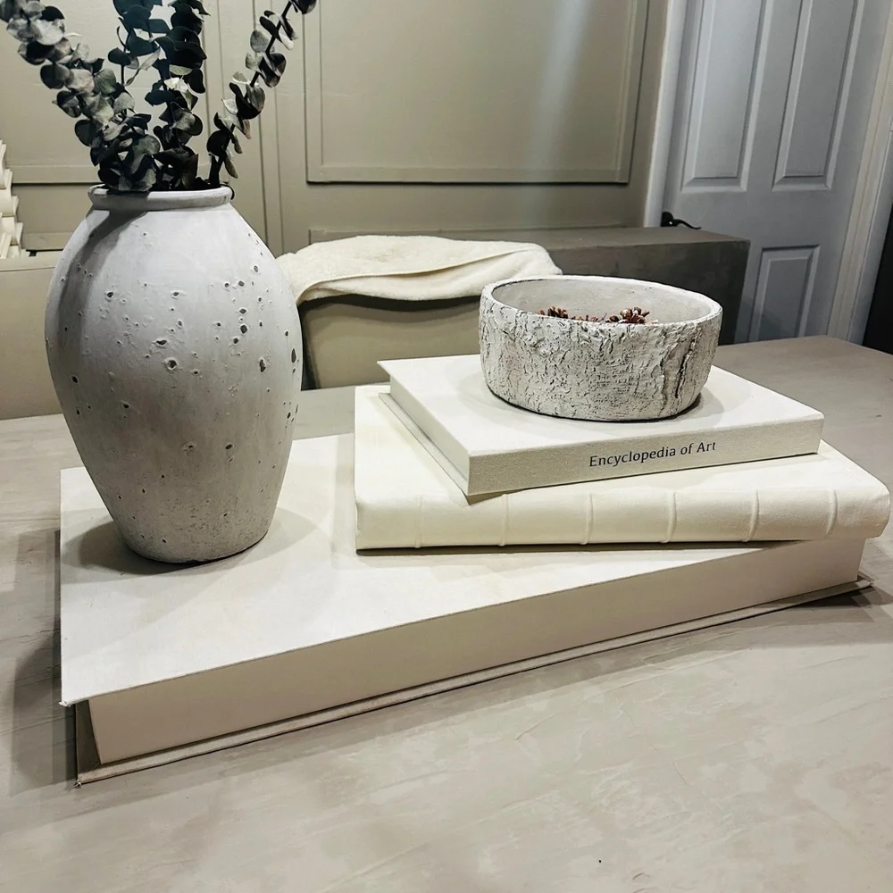 Restoration hardware decor book box.